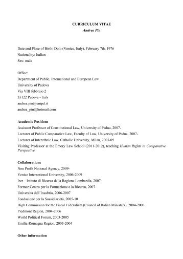 CV Pin English - Center for the Study of Law and Religion - Emory ...