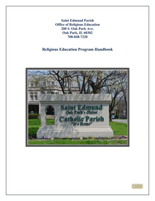 Religious Education Program Handbook - St. Edmund Parish