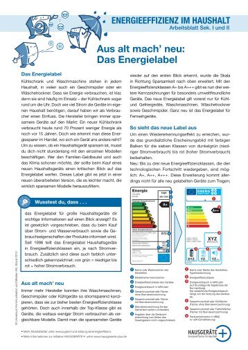 Aus alt mach' neu: Das Energielabel - Jugend und Bildung