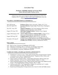 curriculum vitae - Center for the Study of Law and Religion - Emory ...