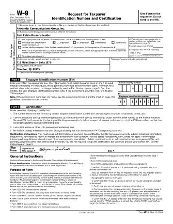 Print a W-9 form - Broker's Insider