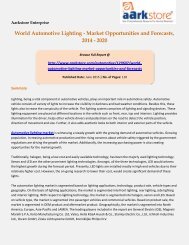 World Automotive Lighting - Market Opportunities and Forecasts, 2014 - 2020 - Aarkstore.com