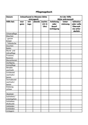 Pflegetagebuch