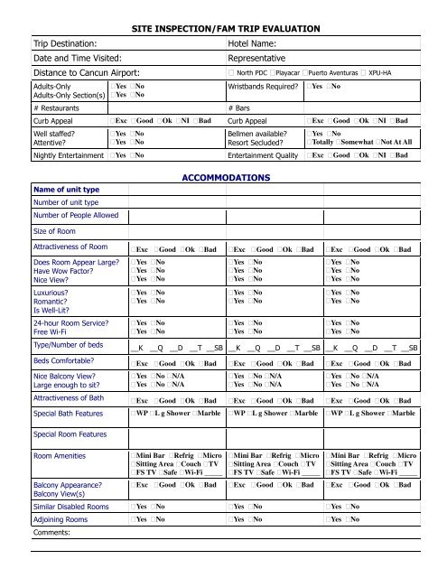 Sample Site Selection Form