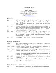 CURRICULUM VITAE - Department of Classics - University of North ...