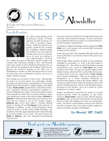 NESPS Ewsletter - Northeastern Society of Plastic Surgeons