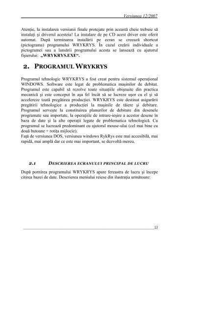 manual de utilizare pentru sistemul programului wrykrys