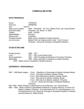 curricullum vitae - Spitalul Clinic de Urgenta pentru Copii Louis ...