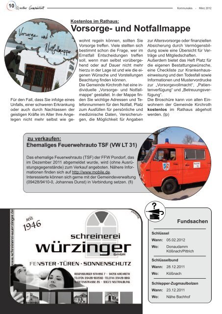 Nr. 15 (März 2012 - 36 Seiten) - Gemeinde Kirchroth