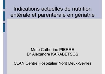 prÃ©sentation ARS CLAN nutrition entÃ©rale et parentÃ©rale