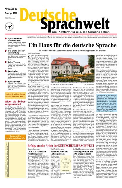 Ein Haus Fur Die Deutsche Sprache Deutsche Sprachwelt