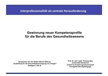 Interprofessionalität als zentrale Herausforderung Gewinnung ... (PDF)