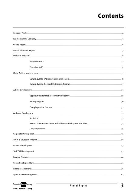 2004 Annual Report - Queensland Theatre Company