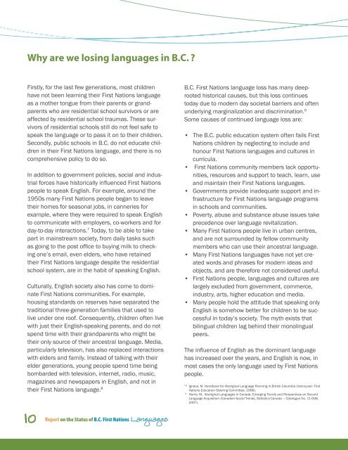 What is the status of BC First nations languages? - First Peoples