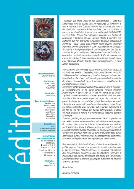 Ouvrir le Confluence 26 en pdf - Institut wallon pour la santÃ© mentale ...