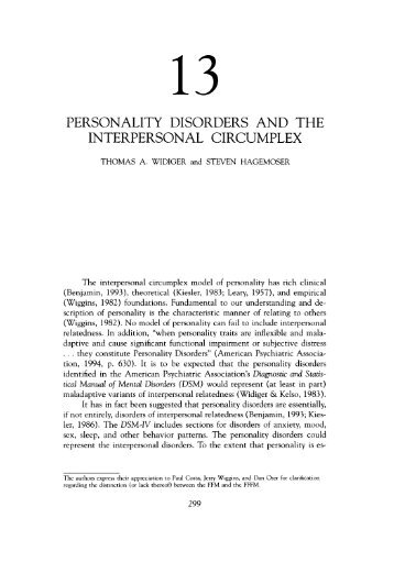 Personality disorders and the interpersonal circumplex