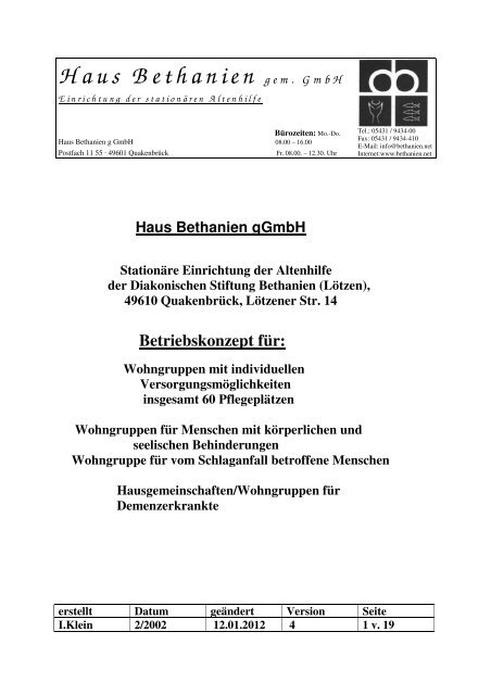 Betriebskonzept Zum Herunterladen Altenpflegeheim Haus