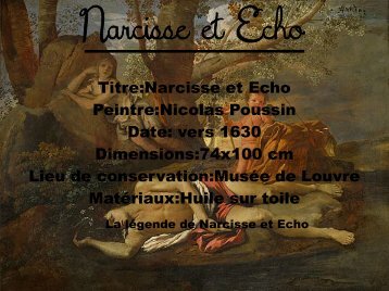 Narcisse et Echo Ã©tude du tableau de Poussin