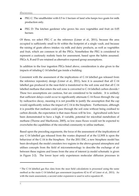 Limer LMC, Assessment Calculations for C-14 Labelled Gas and ...