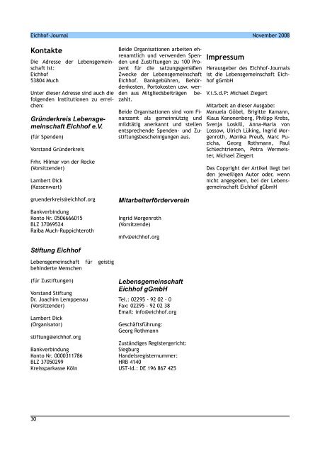 Ausgabe 31, November 2008, PDF, 3,54 MB - Lebensgemeinschaft ...