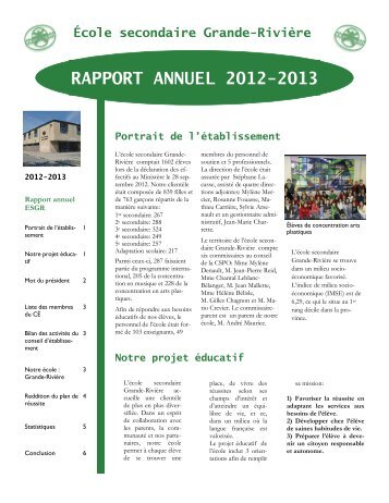 RAPPORT ANNUEL 2012-2013 - Ãcole secondaire Grande-RiviÃ¨re