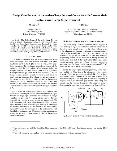 22.2 Design Consideration of the Active-Clamp Forward Converter ...