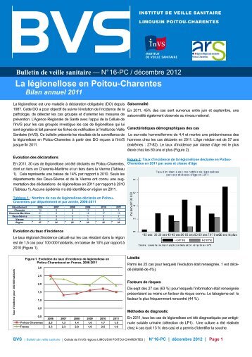 Bulletin de veille sanitaire NÂ°16 - Bilan 2011 - ARS Poitou-Charentes