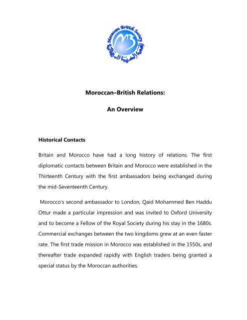 MoroccanâBritish Relations: An Overview - Moroccan British Society