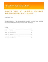 What s New in Thomson Reuters Eikon for April 2011 - Training from ...
