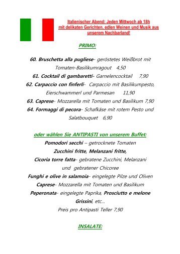 Italienische Spezialitäten (pdf) - Dante Alighieri Amstetten