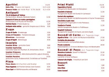 Aperitivi Antipasti Zuppe Insalate Pizza Primi Piatti ... - Bad Tölz