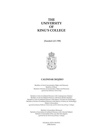 Calendar - University of King's College