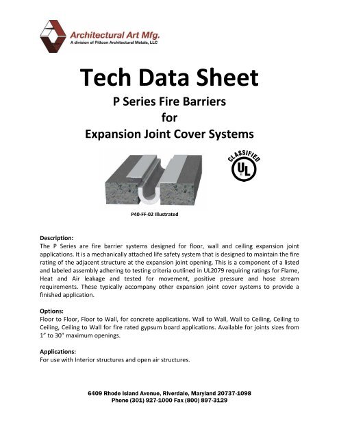 Tech Data Sheet P Series Fire Barriers For Expansion Joint