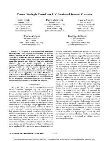 Current Sharing in Three-Phase LLC Interleaved Resonant Converter