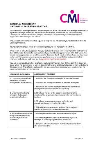 Cmi level 3 first line management assignment