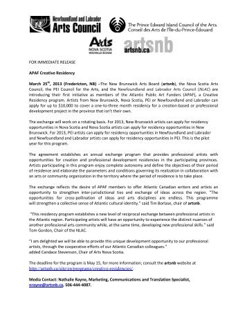 Atlantic Public Art Funders (APAF) Creative Residency - artsnb