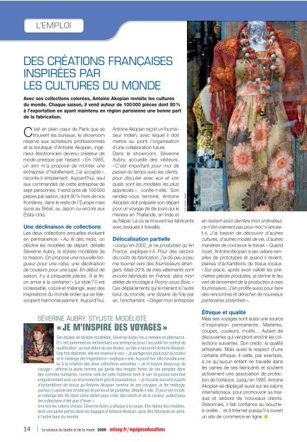 LE SECTEUR DU TEXTILE ET DE LA MODE - Onisep