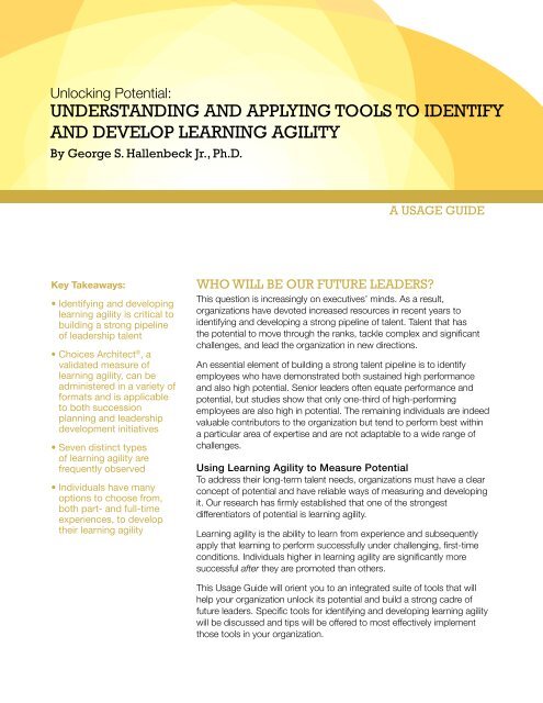 understanding and applying tools to identiFy and ... - Lominger