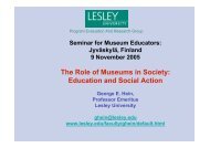 The Role of Museums in Society: Education and Social Action