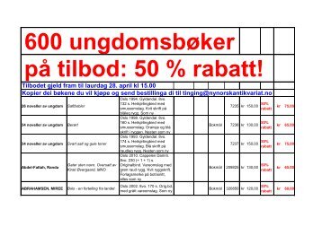 600 ungdomsbøker på tilbod: 50 % rabatt! - Nynorsk antikvariat