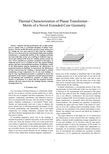 Thermal Characterization of Planar Transformer â Merits of a Novel ...