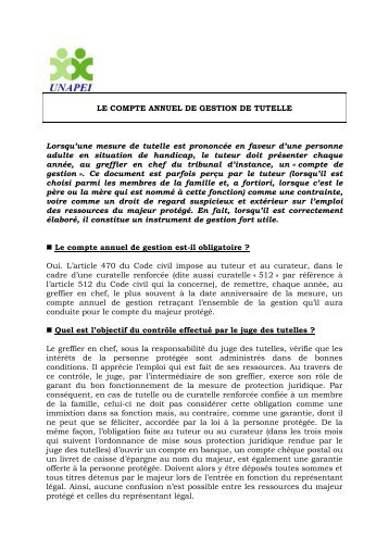 LE COMPTE ANNUEL DE GESTION DE TUTELLE Lorsqu ... - Adapei