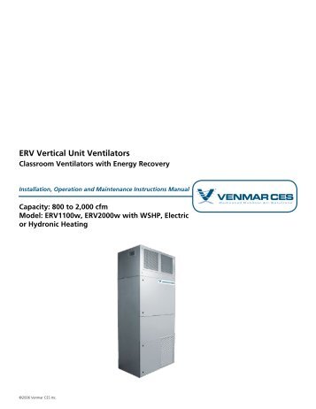 VCES-VUV-IOM-4 - ERV1100w & ERV2000w IOM - Venmar CES Inc.