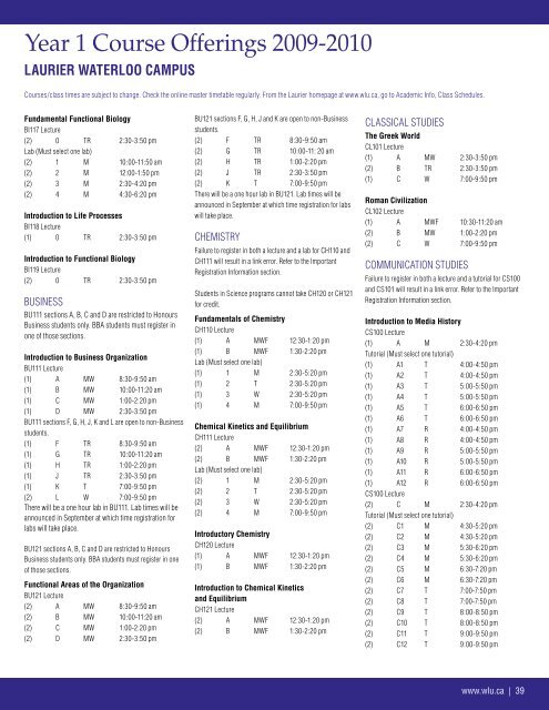 Registration Guide for Year 1 Students - Wilfrid Laurier University