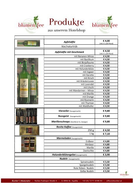 Hier findest du unser Produktsortiment aus unserem Hotelshop