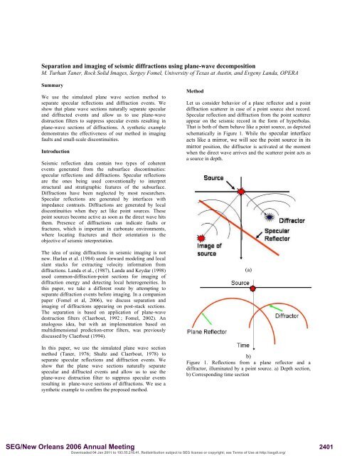 Separation and imaging of seismic diffractions using plane-wave ...