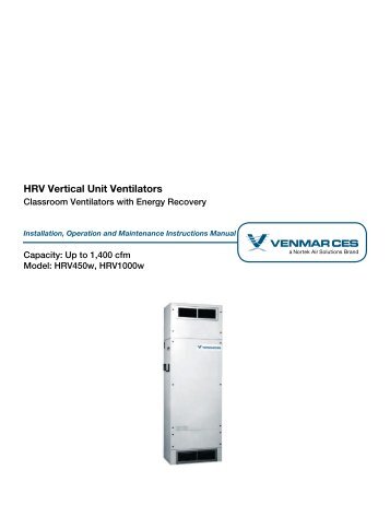 VCES-VUV-IOM-1 - HRV450w & HRV1000w IOM - Venmar CES Inc.