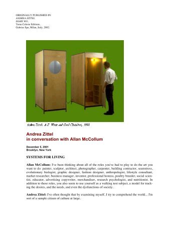 Andrea Zittel in conversation with Allan McCollum - artservr.com