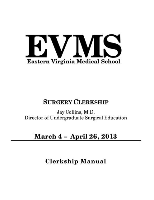 surgery clerkship - Eastern Virginia Medical School