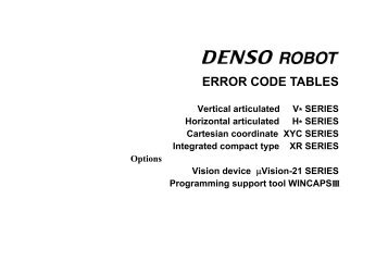 ERROR CODE TABLES - DENSO Robotics